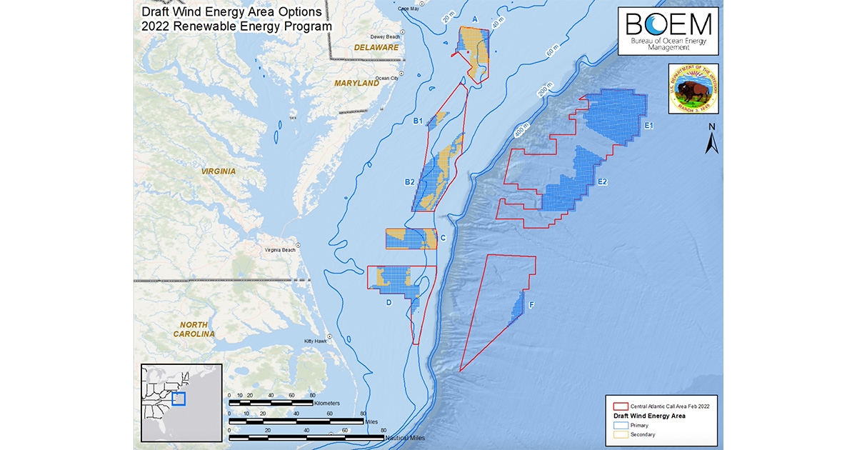 BOEM Identifies Draft Wind Energy Areas in the Central Atlantic
