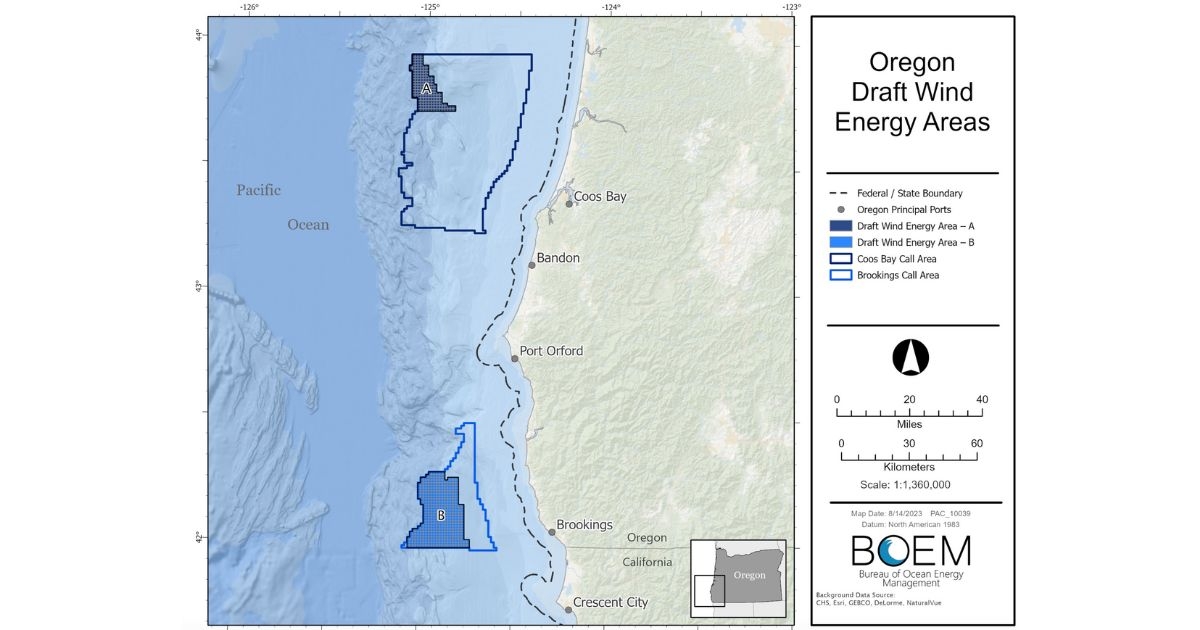 BOEM Identifies Draft Wind Energy Areas Offshore Oregon for Public Review and Comment