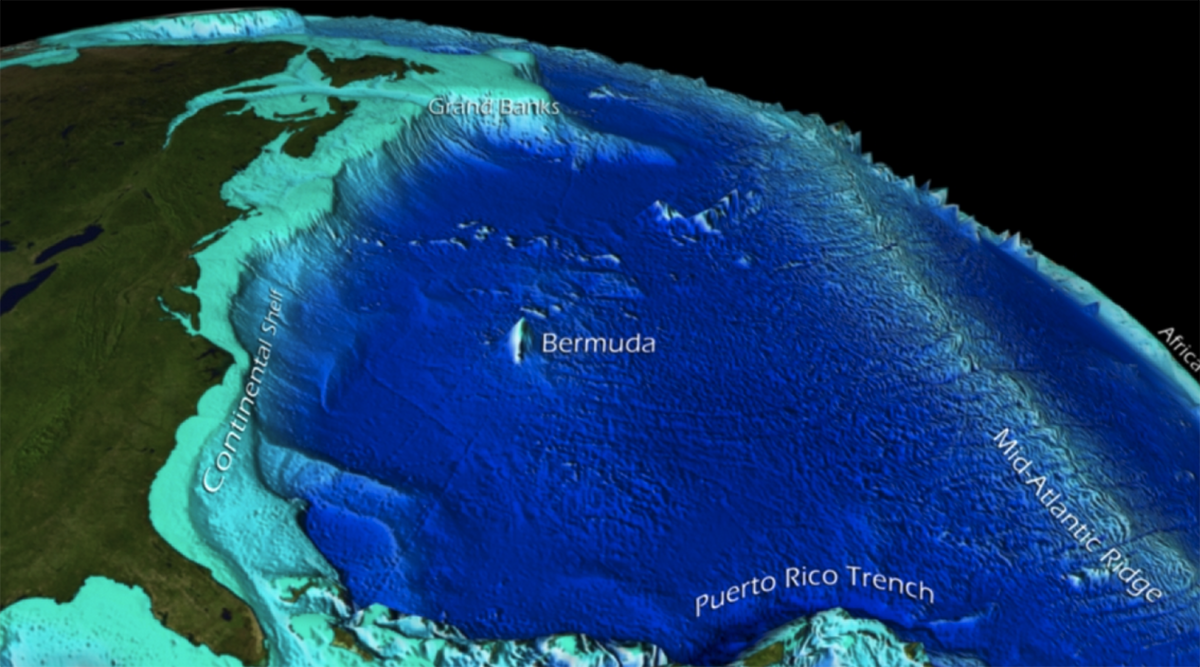 2 This visualization depicts bathymetric features