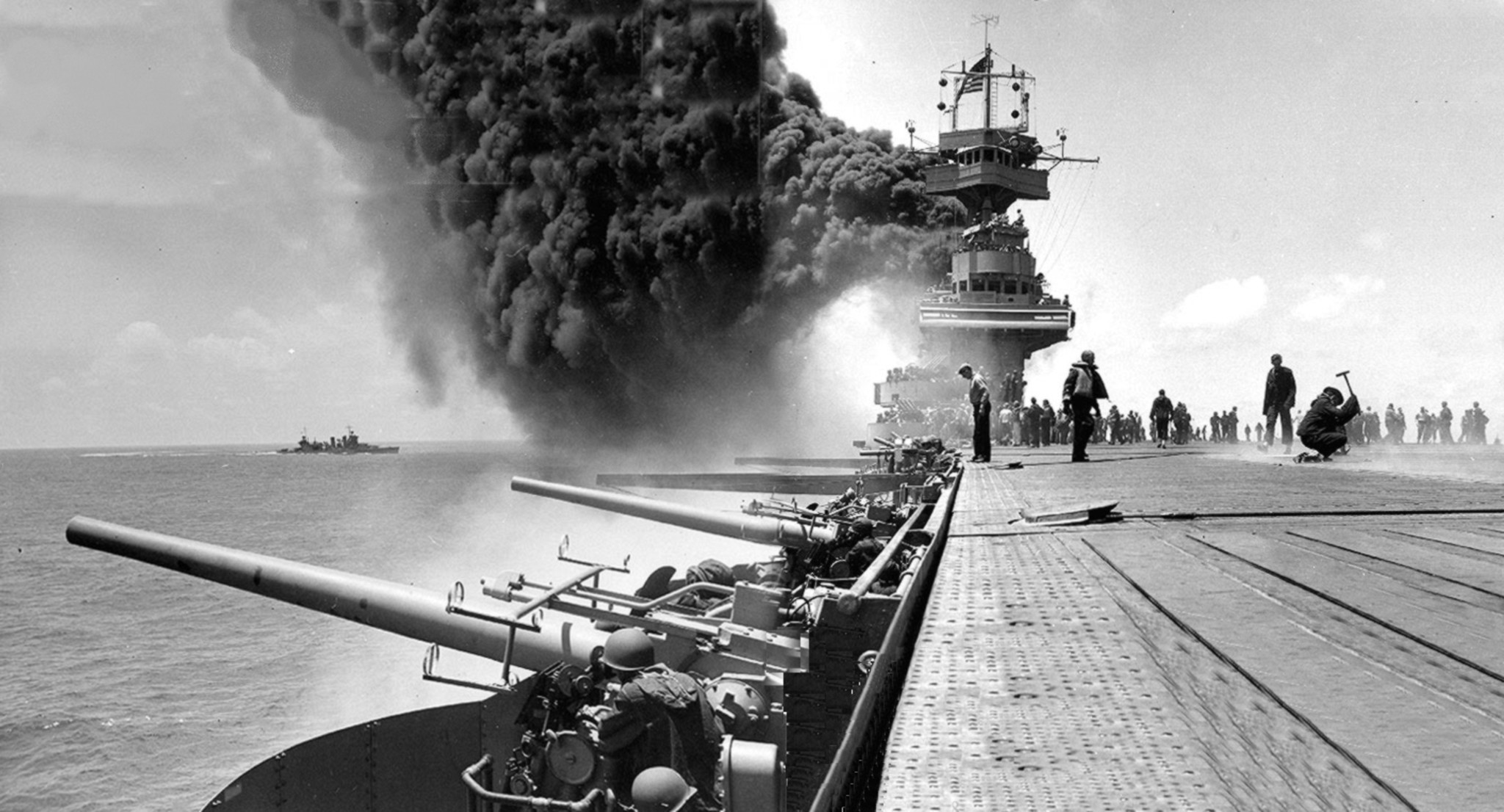 3 USS Yorktown Burning in Battle of Midway Credit National Archives