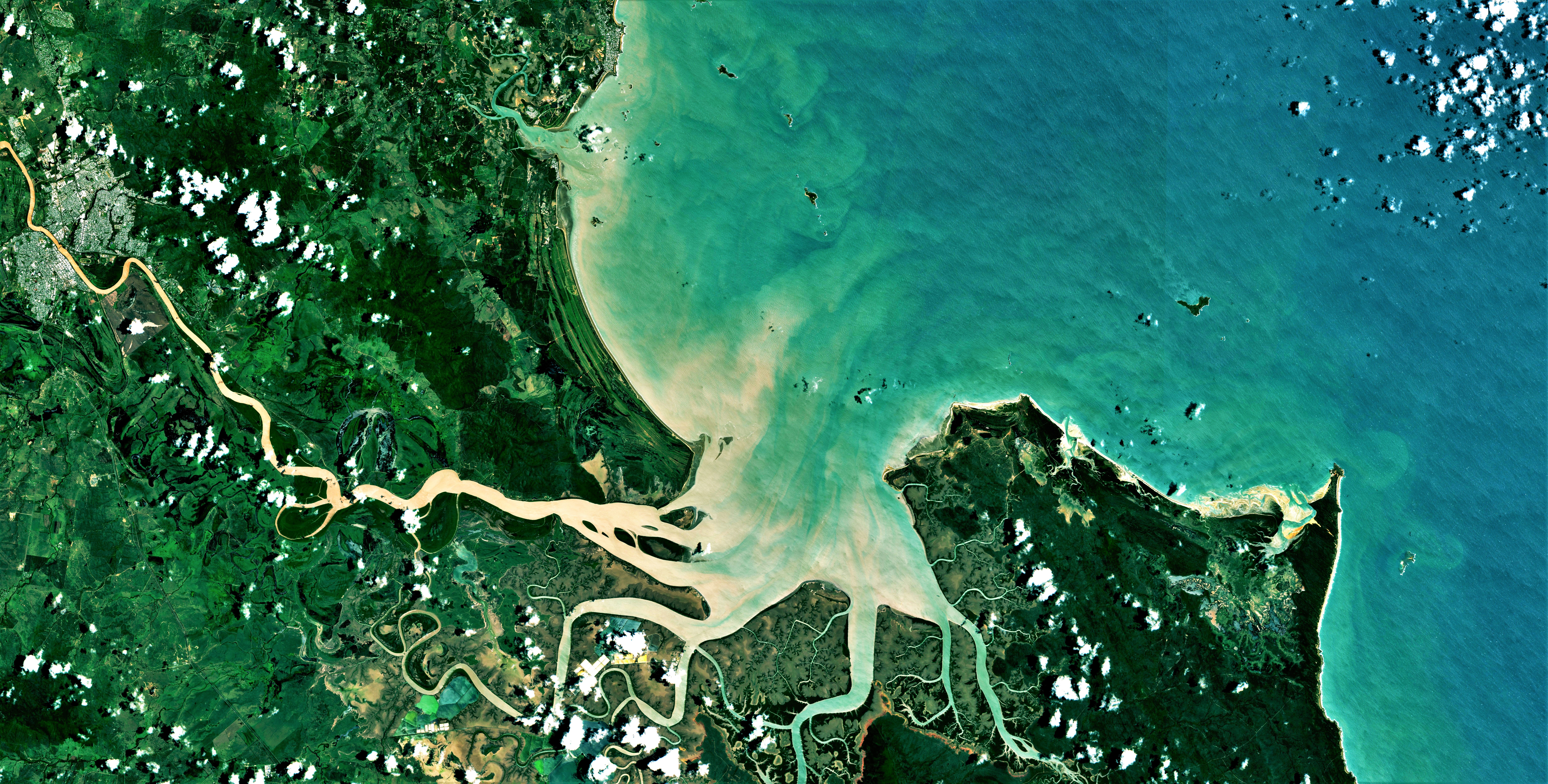 4 Satellite image of sediment flow from Fitzroy River to Great Barrier ReefSentinel2creditEuropean Un
