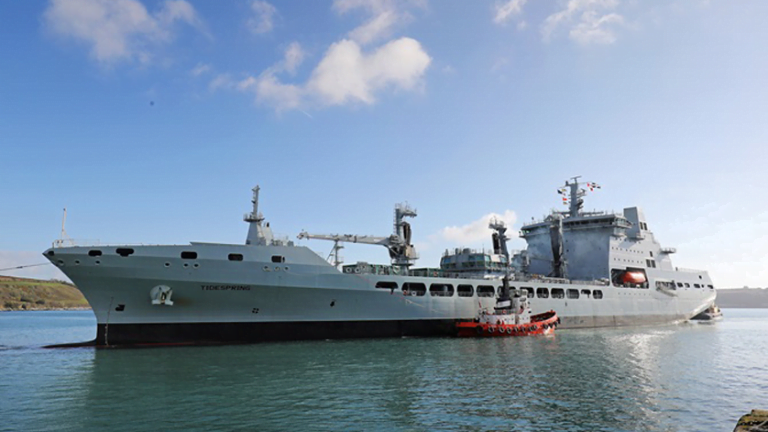 Rn Rfa Ships First Of Royal Fleet Auxiliary's New Tide Class Ships Enters UK