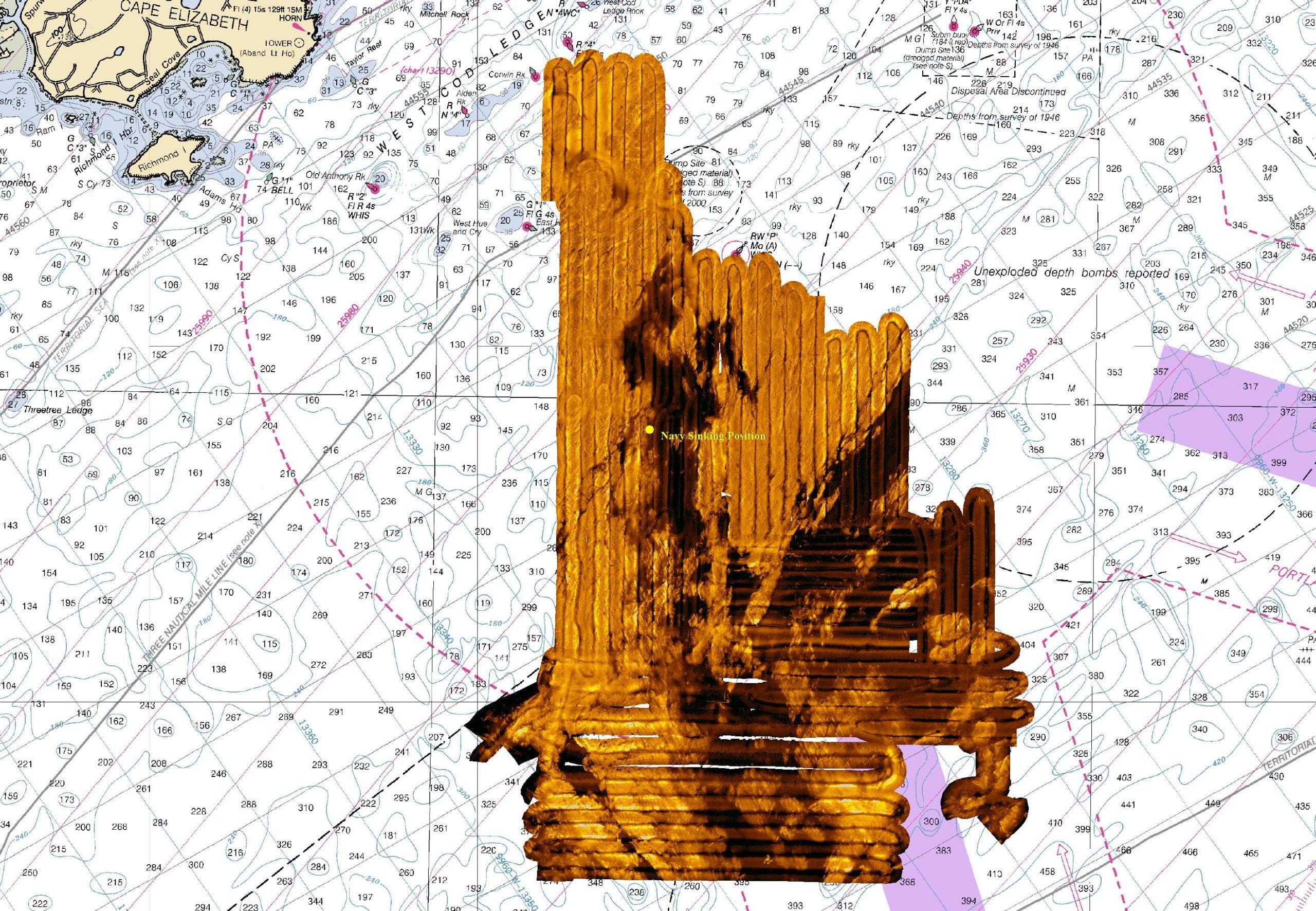 Embed 4 37 Sq. Miles Total Area searched with Side Scan Sonar Navy Officila Sinking Position