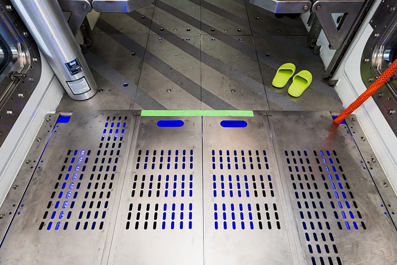 Where the moon pool will be in the dive center.