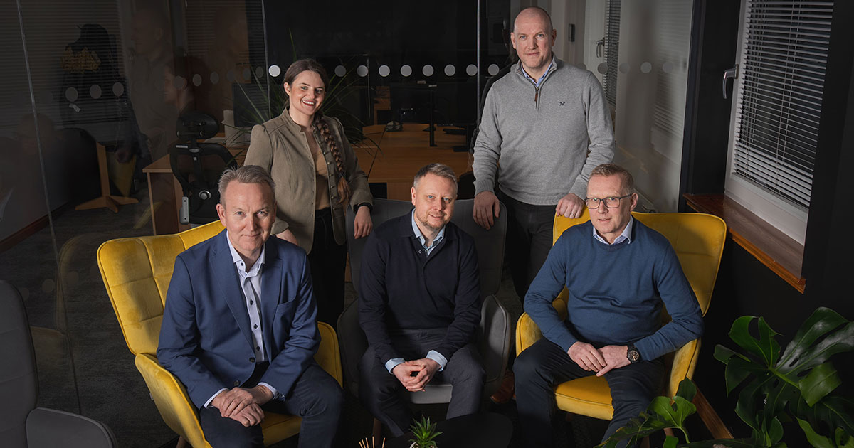David Clark (CEO), Graceann Robertson (Sales & Marketing Manager), Richard Knox (Founder-CTO), Robert Heron (Operations & Engineering Director), Alan Shanks (Chief Financial Officer).