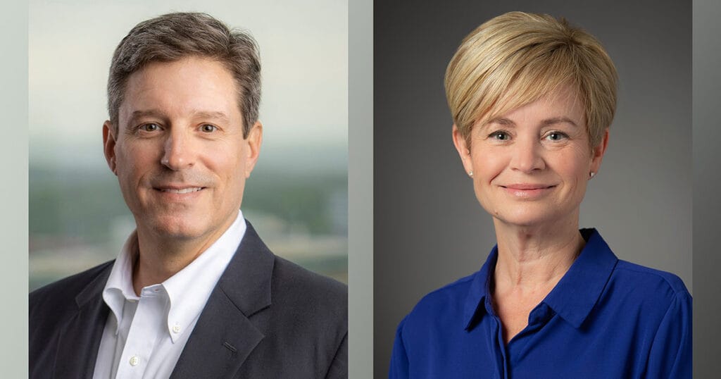 Christian Ortego (left) and Christie Miller have both been promoted to Vice President Roles at HII’s NNS division.