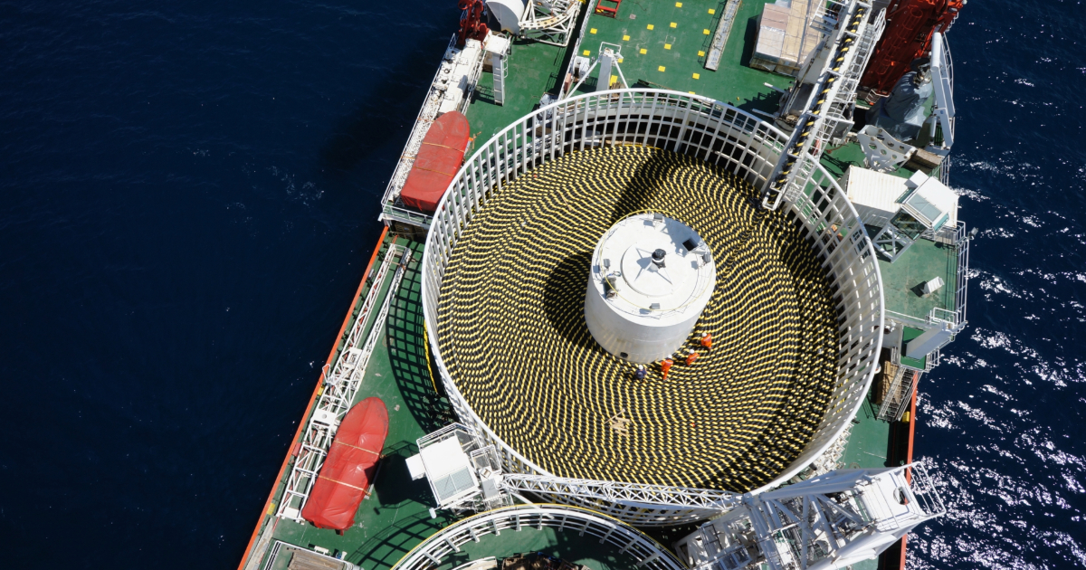 Submarine cables on a ship