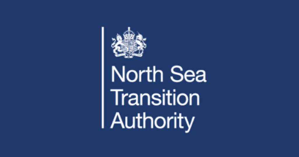 North Sea Transition Authority - White Logo Blue Background