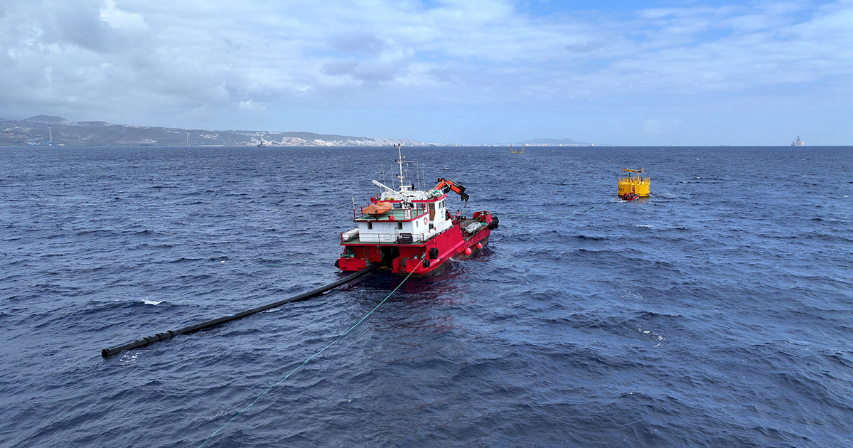 Offshore installation of the prototype at the Oceanic Platform of the Canary Islands (PLOCAN) in Gran Canaria, Spain. (Image credit: Global OTEC)