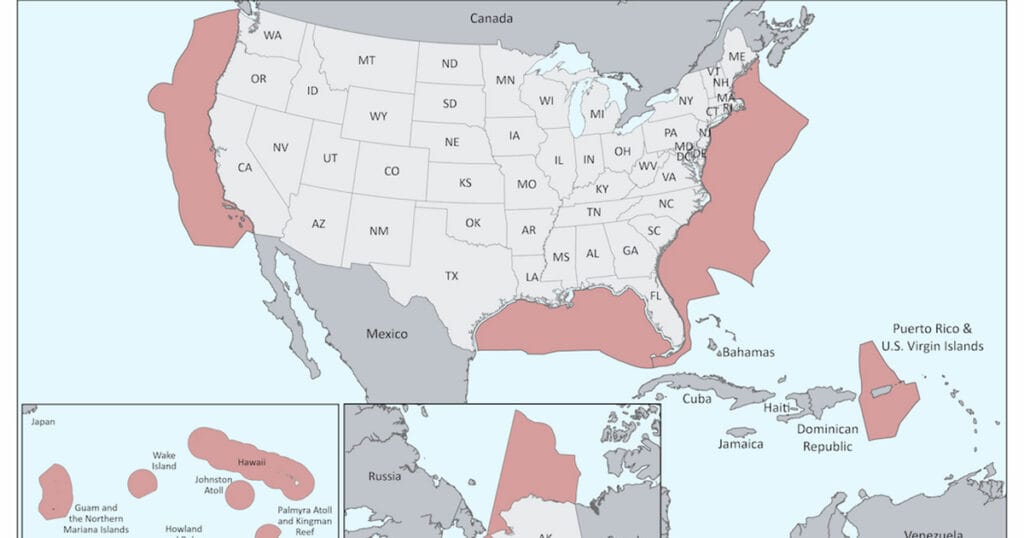Extent of the US Outer Continental Shelf. (Image credit: BOEM)
