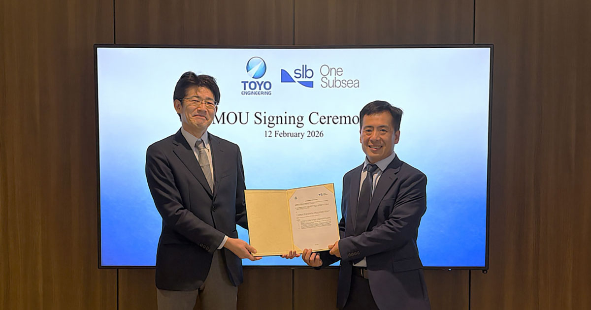 From the left: Katsuhiro Nishizawa, General Manager, Carbon Neutral Division, TOYO, Mr. Hongkun Dong, Regional Director, Sales & Commercial, Asia, SLB OneSubsea.