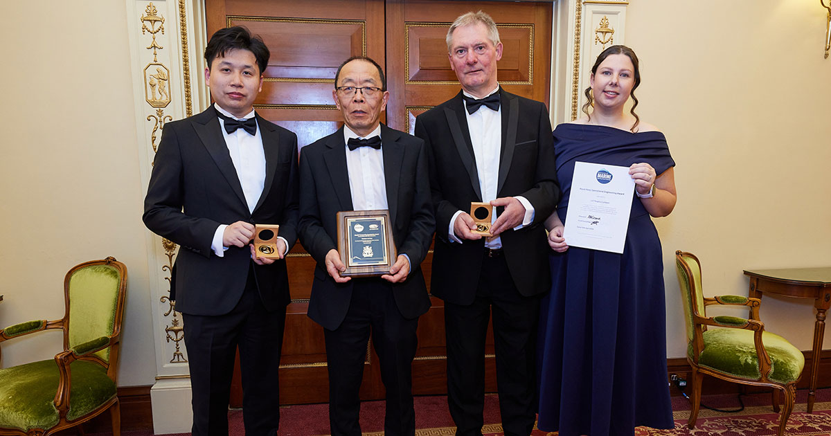 Left to right: Nan Lin, Professor Jin Wang, Jonathan Turton, and LET Meghan Cuthbert.