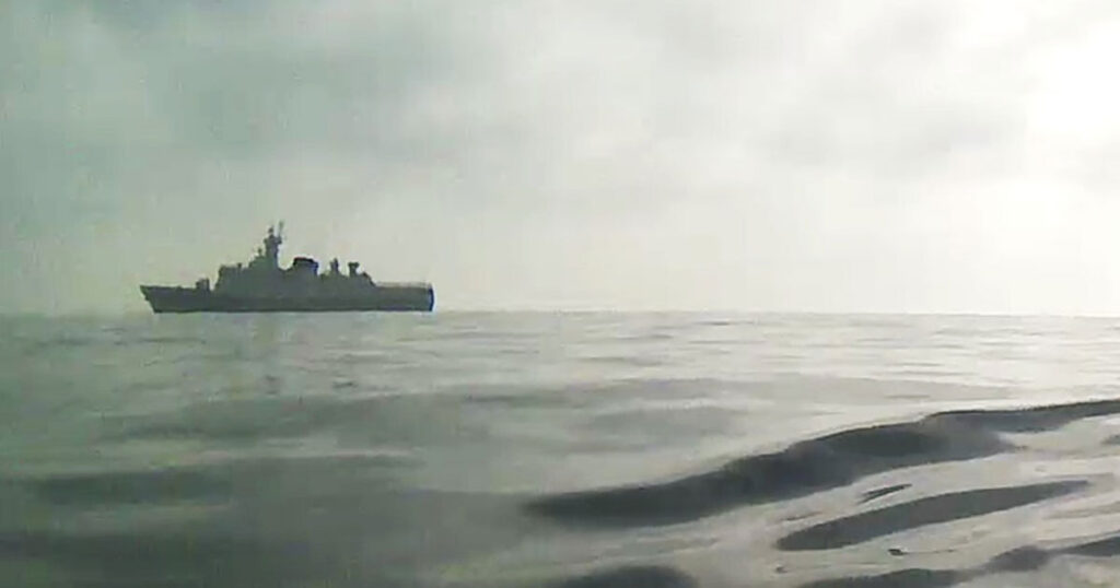 A Chinese PLAN Type 056 corvette as viewed by a Seasats Lightfish during a recent autonomous voyage through the Taiwan Strait.