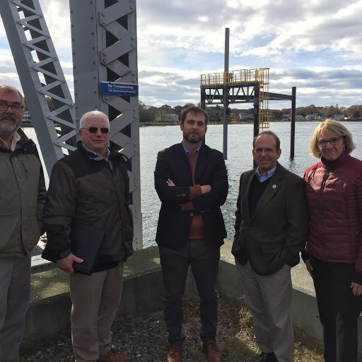 Left to right: C. Eben Franks (Test Director), John Miller (Executive Director), Alejandro Moreno (Deputy Assistant Secretary for Renewable Energy), David Vieira (State Rep), Maggie Merrill (Communications Director). 