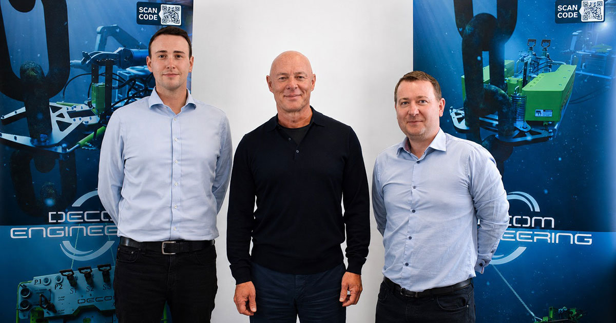 Left to right: Decom Engineering’s Head of Business Development Michael O’Neill; Chairman Keith McDermott; and Head of Engineering Calum Dey.