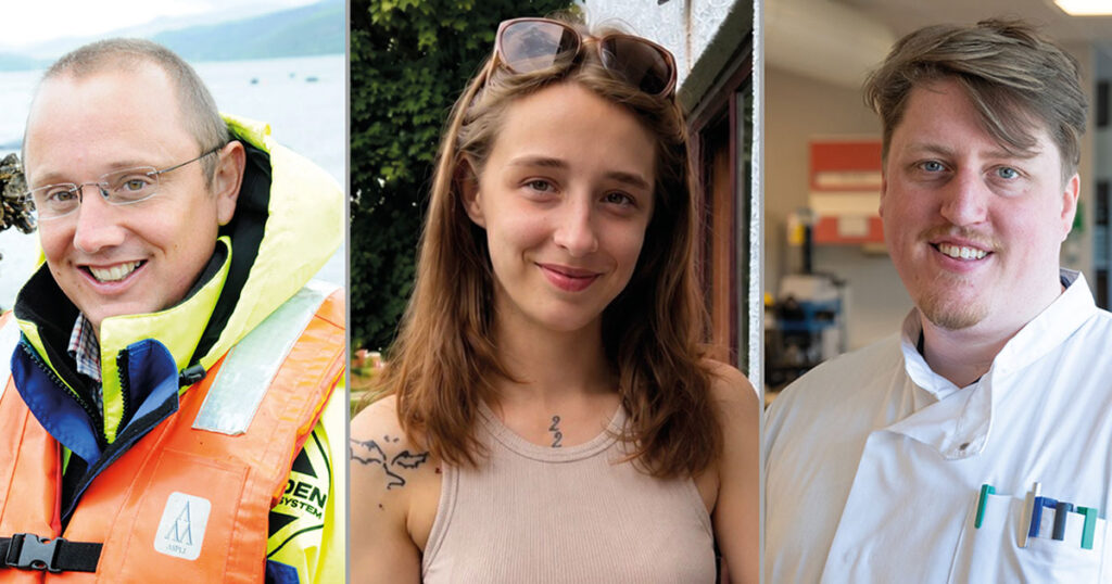 Left to right: Professor Adam Hughes, Jamie Mason-Pate, and Thomas Bartram.