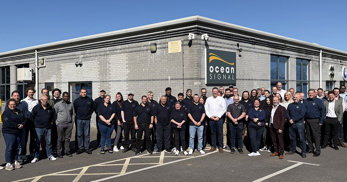 The Ocean Signal team, pictured at their company headquarters in Margate, UK
