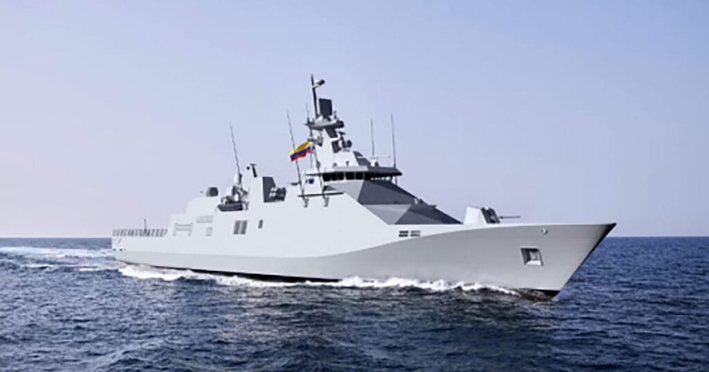 Graphical rendering of the newbuilding frigate.