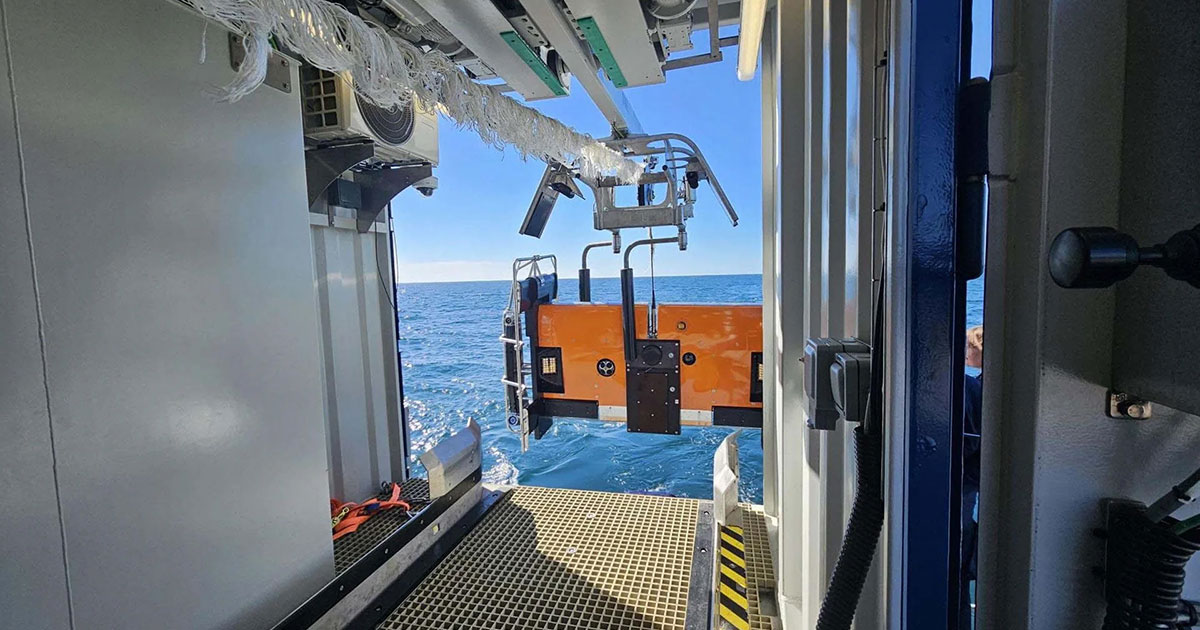 Scanfish is launched from its container.