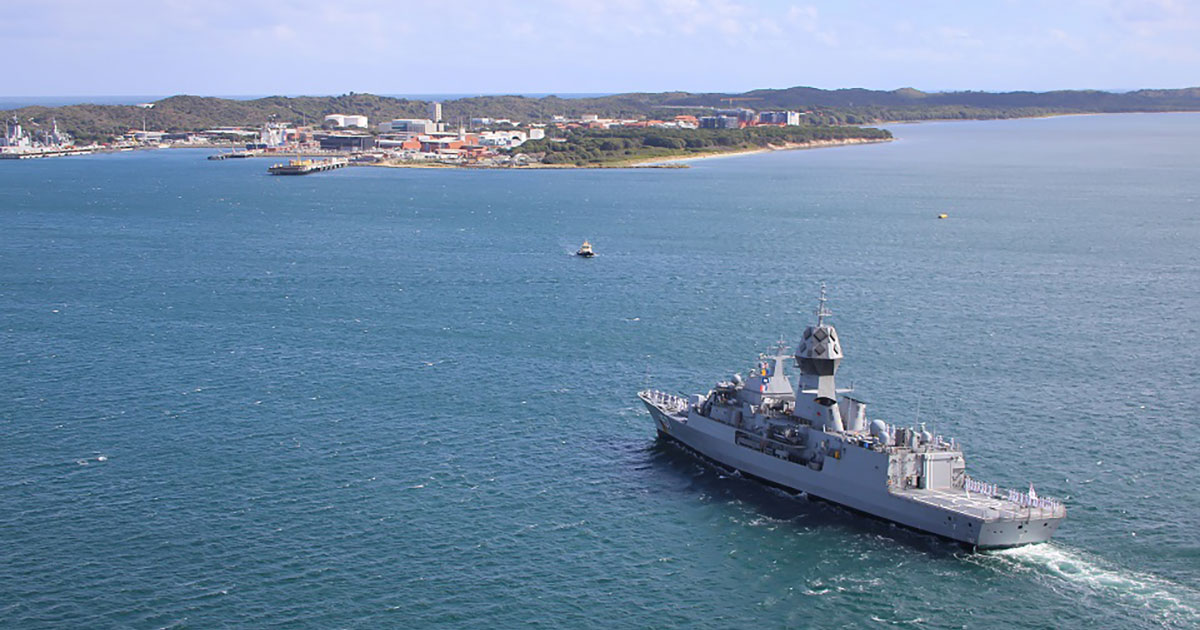 HMAS Perth returns home to HMAS Stirling in Western Australia.