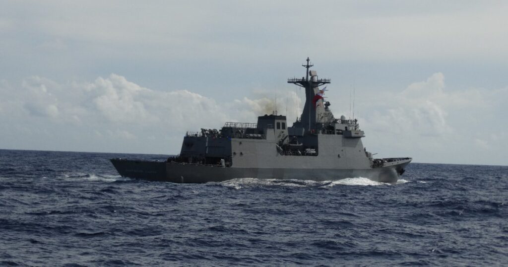 Philippine Navy Jose Rizal-class guided missile frigate BRP Antonio Luna (FFG 15) sails during part of the Maritime Cooperative Activity (MCA) in the Philippines' Exclusive Economic Zone, June 27, 2026. The US Navy routinely operates with the Armed Forces of the Philippines and partners and allies through MCAs to continually develop, exercise, and enhance multi-domain tactical interoperability to uphold peace and security in the region. (Image credit: US Coast Guard)