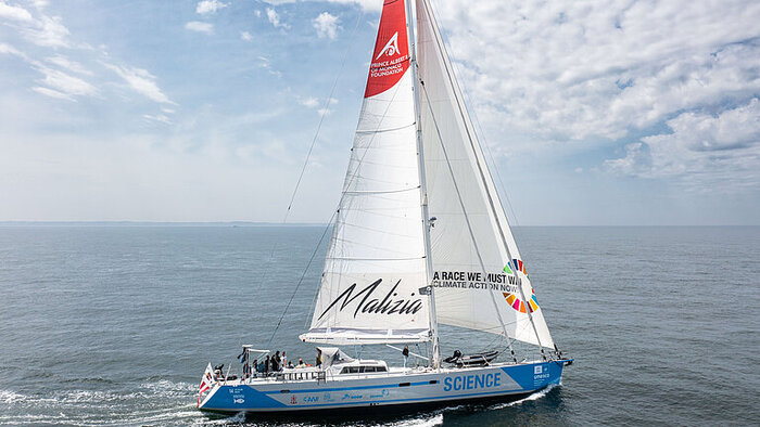 Following several months in the Southern Ocean, the Malizia Explorer is now undertaking its first scientific expeditions in the Baltic Sea. The vessel can accommodate up to 14 people, including a three-person sailing crew and up to eight scientists, as well a media teams and educators. (Image credit: Antoine Auriol, Team Malizia)