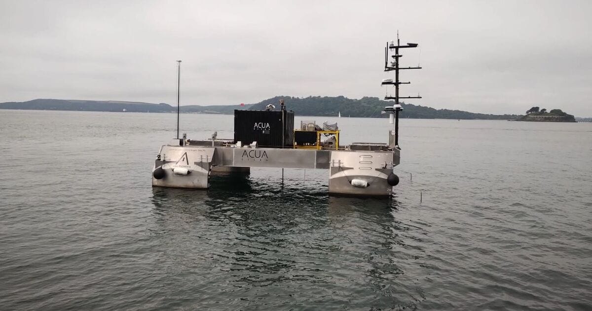 ACUA Ocean's 14-meter USV, Pioneer, equipped with VOYAGER AI software suite.