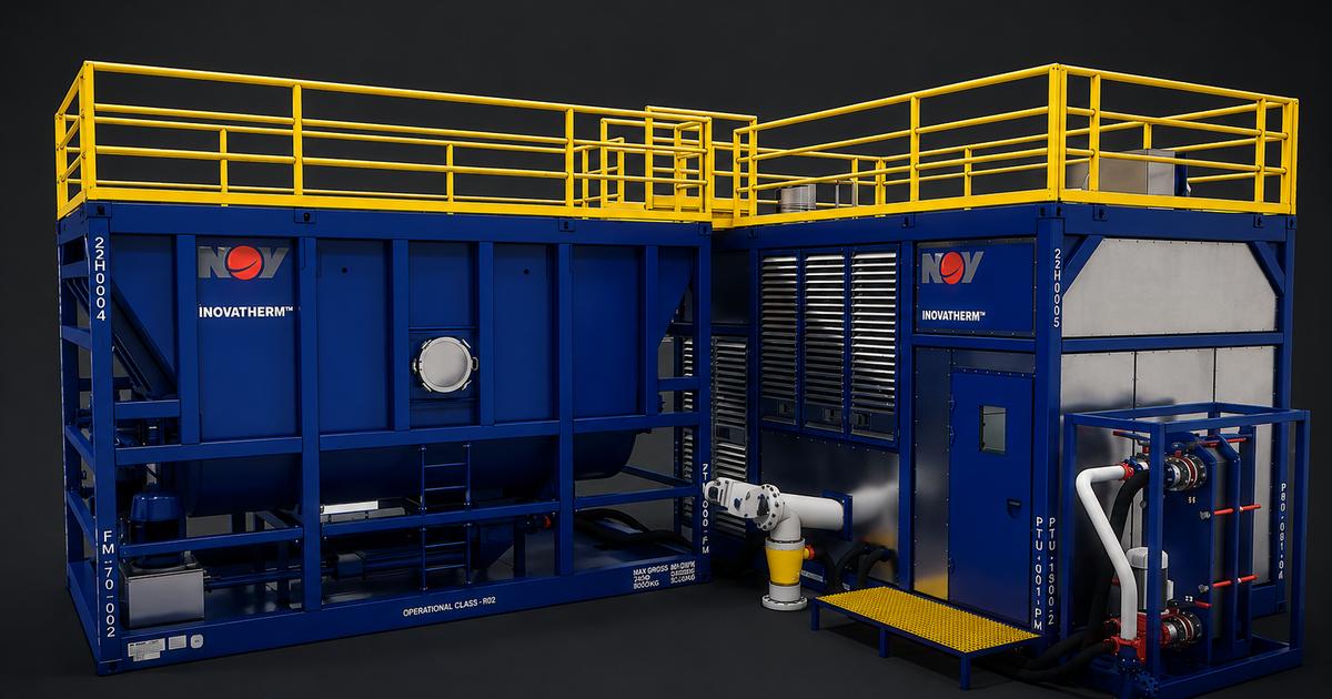 iNOVaTHERM unit is a compact, indirect thermal treatment system designed to process drilling waste. (Credit: NOV)