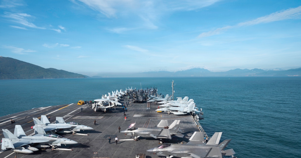 Nimitz-class aircraft carrier USS George Washington (CVN 73) pulls into Da Nang, Vietnam for a scheduled port visit, July 30th, 2026. (Credit: US Navy/Mass Communication Specialist 3rd Class Juan Cordova)