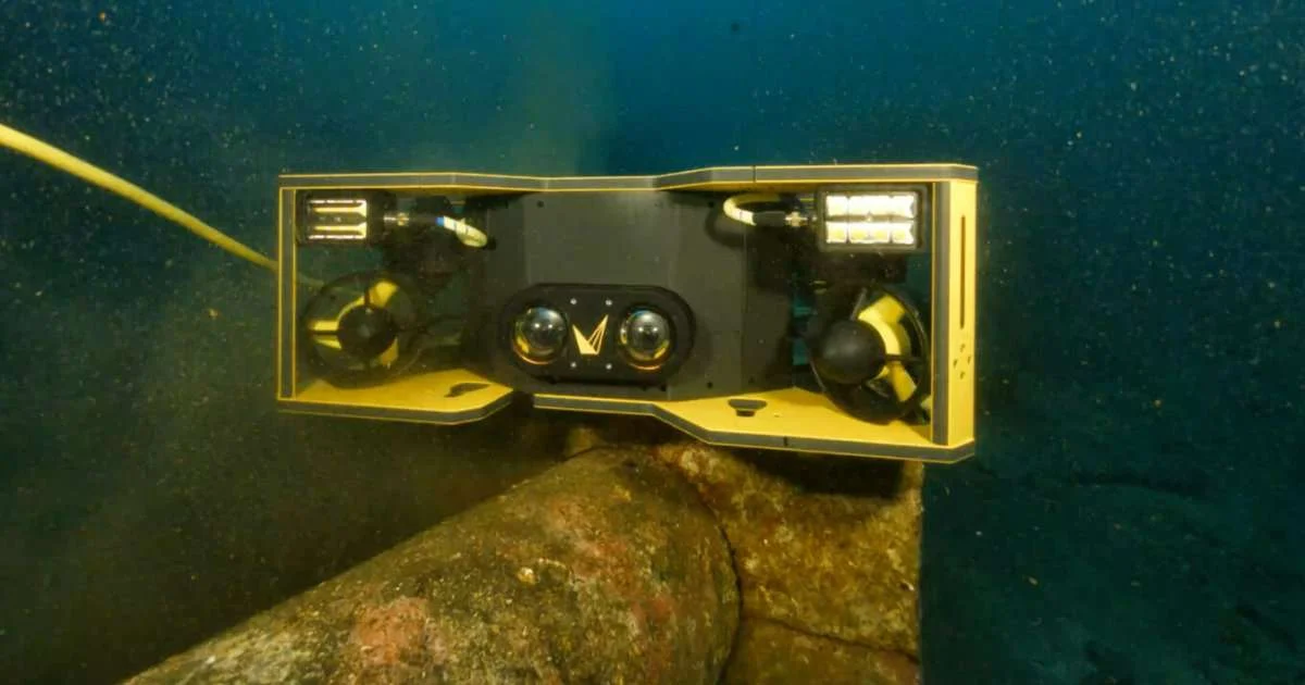 CGuard vehicle with integrated Discovery Stereo P-Series during a critical infrastructure subsea inspection. (Image credit: Voyis)