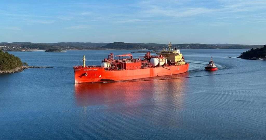 The Navigator Aurora, a liquefied-gas transport ship, on a calm sea. (Image credit: Everllence PrimeServ)
