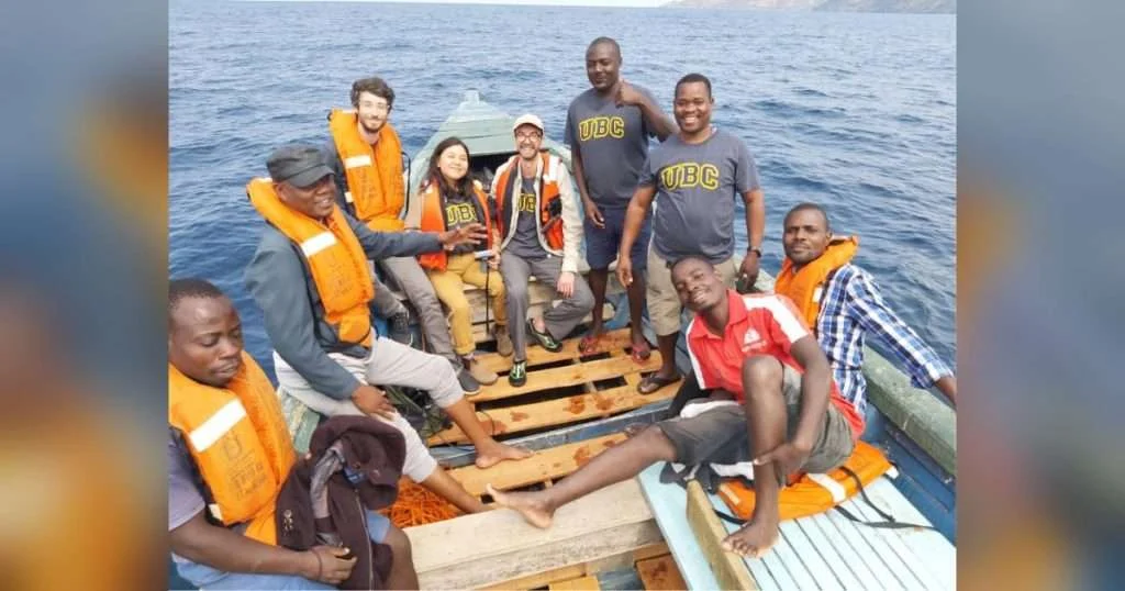 UBC Zoology and Malawi Department of Fisheries researchers after successful AZFP deployment in Lake Malawi. (Image credit: ASL)