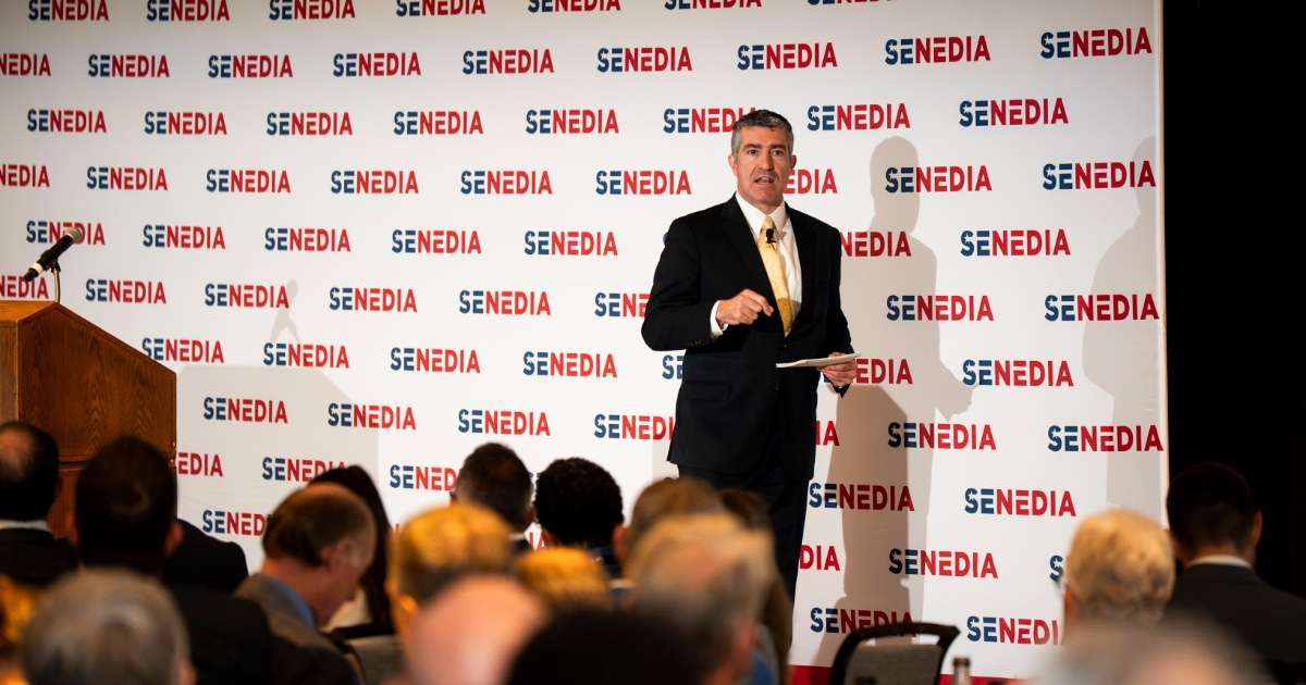 The Honorable Michael Cadenazzi, Assistant Secretary of War for Industrial Base Policy, at SENEDIA's Defense Innovation Days 2026. (Credit: SENEDIA)