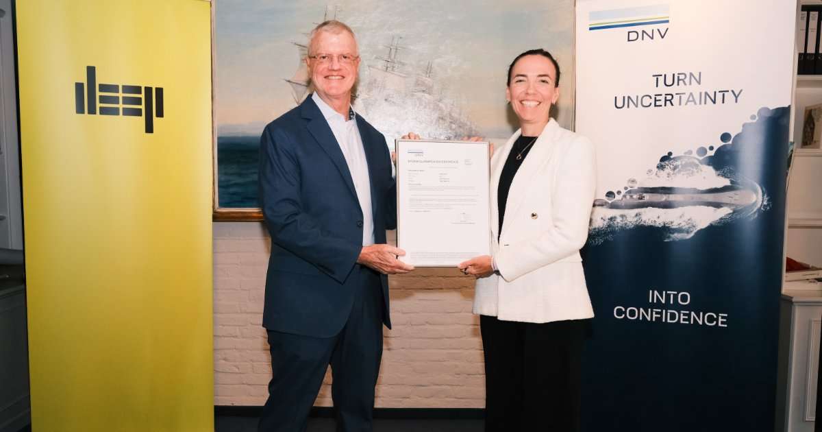 Norman Smith, CTO at DEEP, with Cristina Saenz de Santa María, CEO of DNV Maritime, at the International Maritime Museum, Hamburg. (Image credit: DEEP)