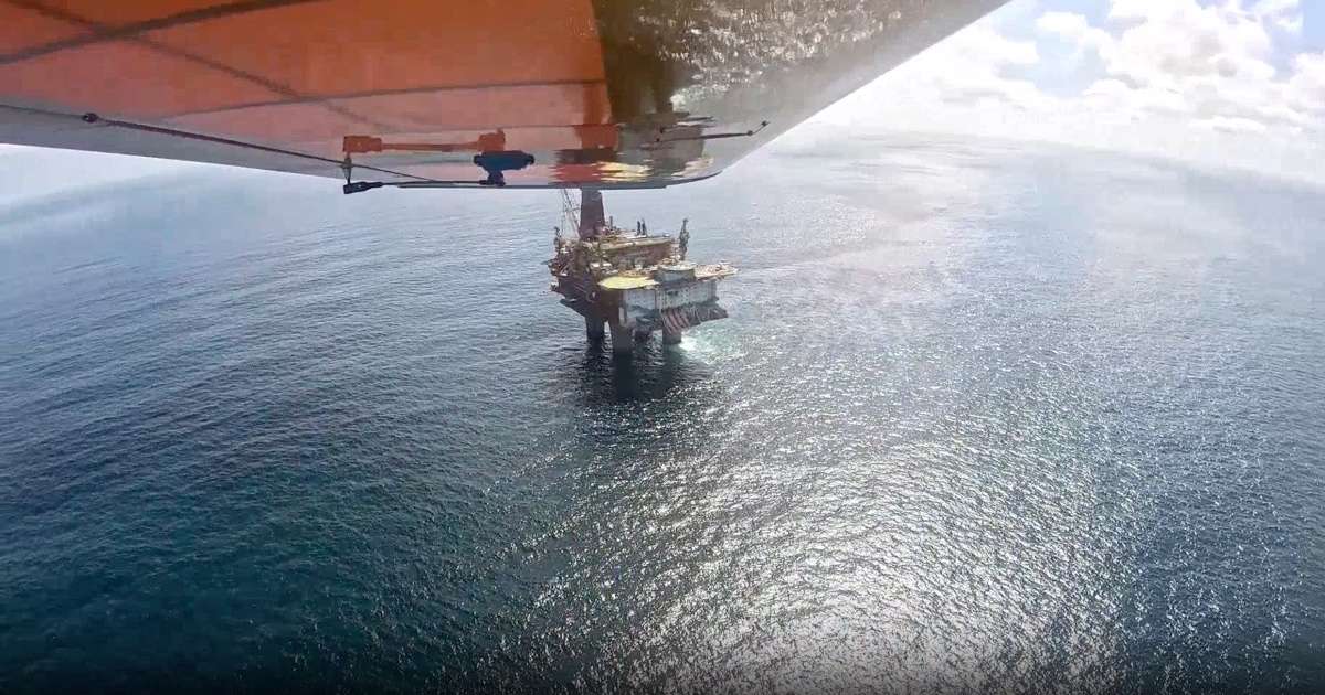 The Statfjord B platform, as seen by Flylogix's UAV. (Credit: Flylogix)