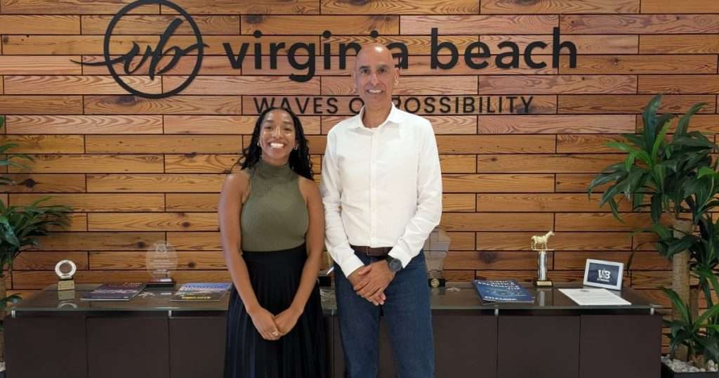 Dominique DeBose, Virginia Beach Economic Development Business Development Manager and Alon Shantzer, Vice President of Business Growth for Orca AI Defense. (Image credit: Orca AI Defense)