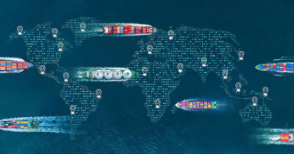 World map vessels transport