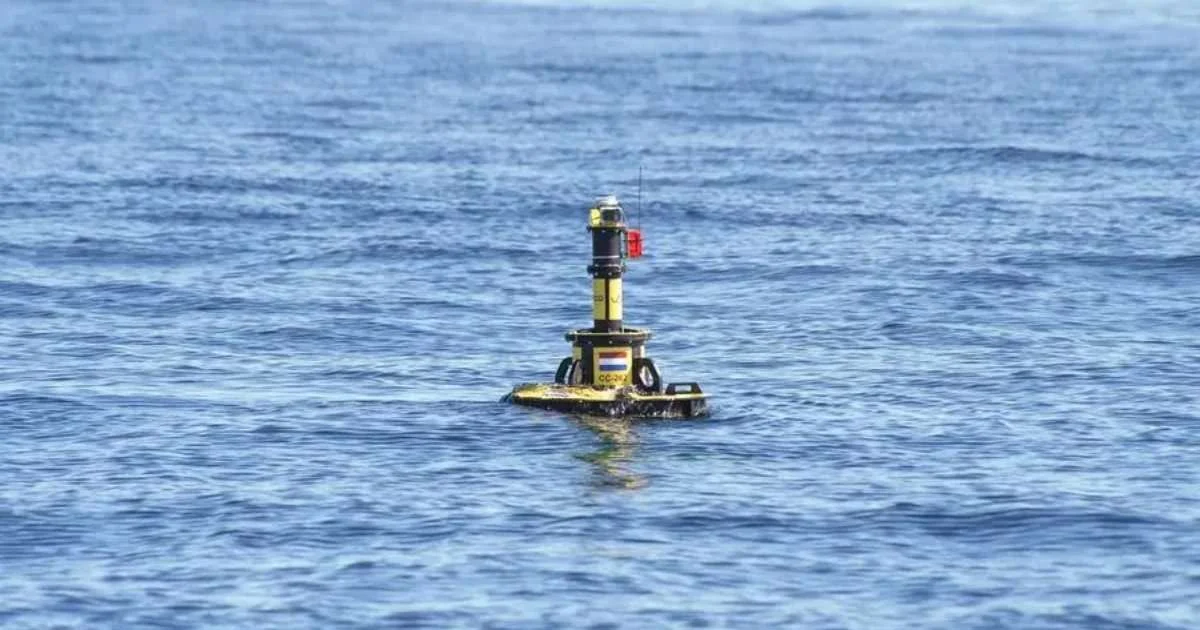 The Denshi 2.0 buoy was succesfully installed in Atlantic waters. (Image credit: Weco)